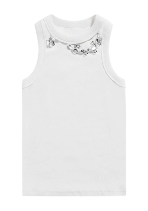 AREA crystal-embellished ribbed tank top - White