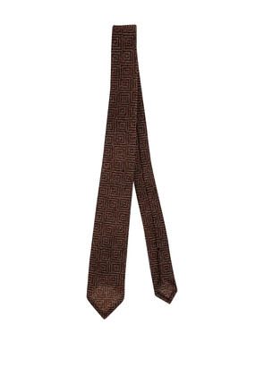 PETRONIUS geometric-pattern wool tie - Brown
