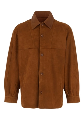 Sunflower buttoned leather shirt - Brown