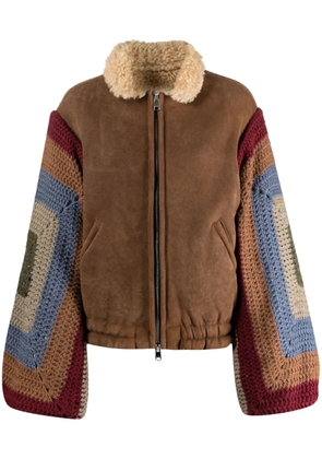 tu lizé patchwork panelled bomber jacket - Brown