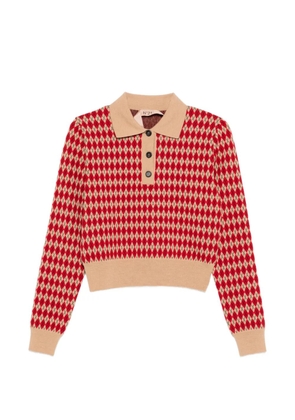 Nº21 diamond-pattern polo shirt - Red