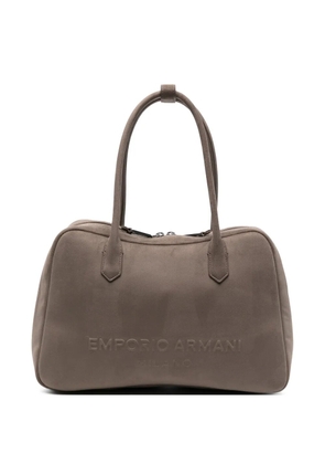 Emporio Armani embossed-logo tote bag - Brown