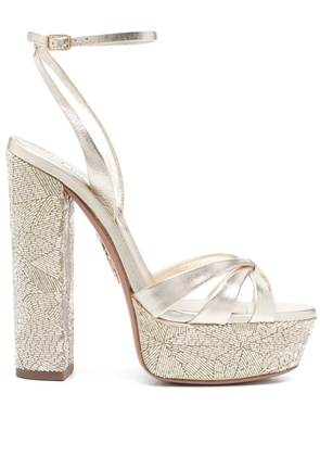 Aquazzura 150mm beaded sandals - Gold