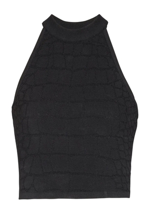 Balmain halterneck crocodile-effect top - Black