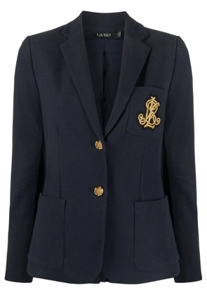 Lauren Ralph Lauren embroidered-logo single-breasted blazer - Blue