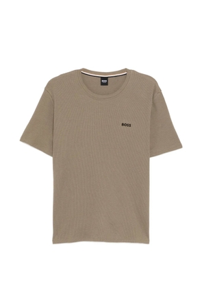 BOSS logo-embroidered waffle T-shirt - Neutrals
