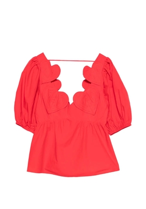 FARM Rio heart puff-sleeve blouse - Red