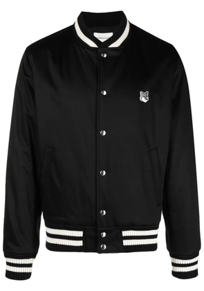 Maison Kitsuné Fox-patch satin bomber jacket - Black
