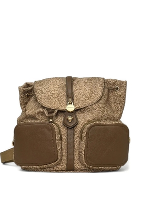 Borbonese flap printed backpack - Brown