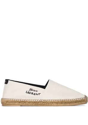 Saint Laurent logo-embroidered espadrilles - Neutrals