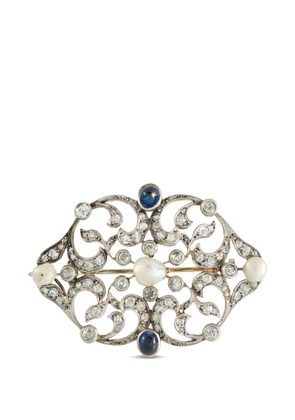 LB Exclusive diamond sapphire pearl brooch - Silver