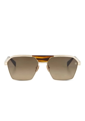 Balmain Eyewear geometric-frame sunglasses - Brown