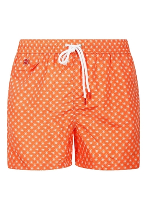 Kiton geometric-print swim shorts - Orange
