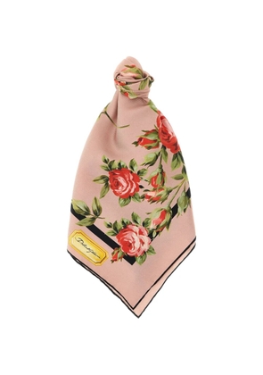 Dolce & Gabbana rose-print twill scarf - Pink