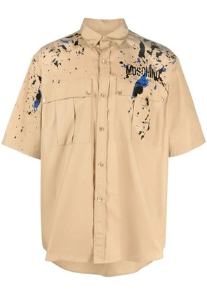 Moschino logo-print cotton shirt - Brown