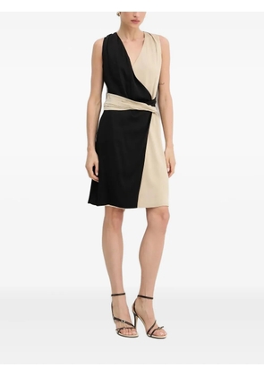 BOSS two-tone wrap mini day dress - Black