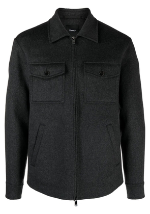 Theory zipped wool-blend shirt jacket - Grey