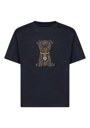 FENDI dog-motif cotton T-shirt - Blue