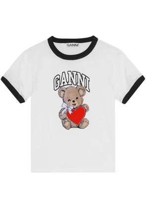 GANNI logo-print T-shirt - White