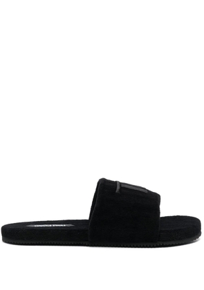 TOM FORD logo-embroidered velvet-effect mules - Black