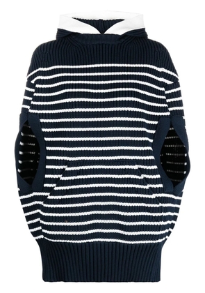 sacai striped knitted hoodie - Blue