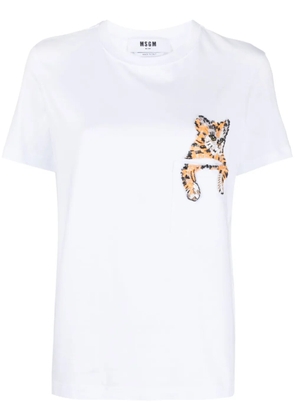 MSGM cat-embellished cotton T-shirt - White