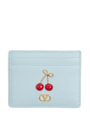 Valentino Garavani Cherryfic grained-leather card holder - Blue