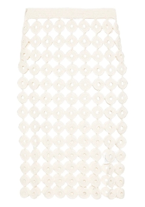 Wales Bonner Stanza crochet-knit midi skirt - Neutrals