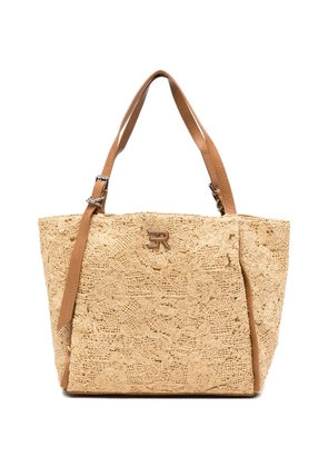 ERMANNO FIRENZE floral-appliqué tote bag - Neutrals
