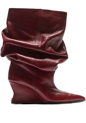 Balmain 75mm slouchy calfskin wedge ankle boots - Red