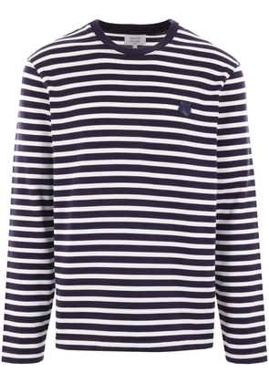 Maison Kitsuné logo-patch striped jumper - Blue
