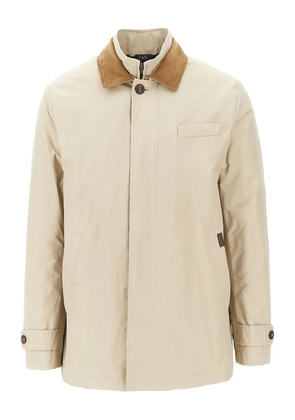 Fay corduroy-collar long-sleeve jacket - Neutrals