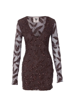 Aniye By sequined embroidered long-sleeved mini dress - Brown