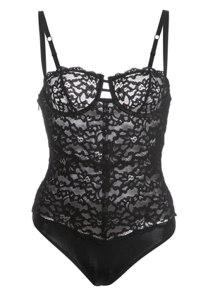 Fleur Du Mal Charlotte lace balconette bodysuit - Black