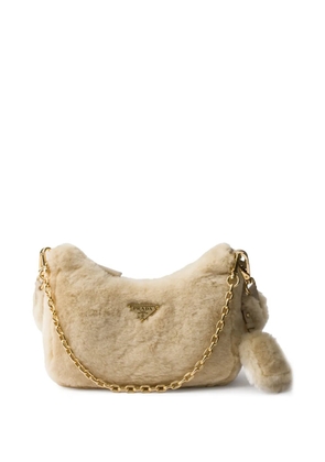 Prada mini Re-Edition shearling shoulder bag - Neutrals