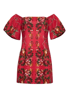 Cara Cara puff-sleeve floral-print mini dress - Pink