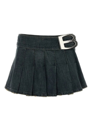 Balenciaga pleated denim mini skirt - Blue