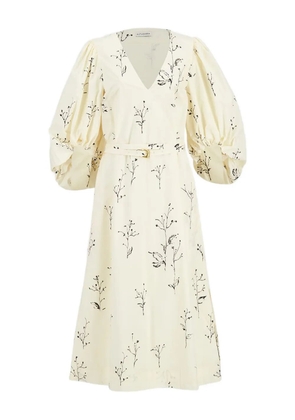Altuzarra floral-print puff-sleeve midi dress - White
