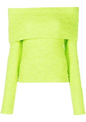 MSGM off-shoulder textured top - Green