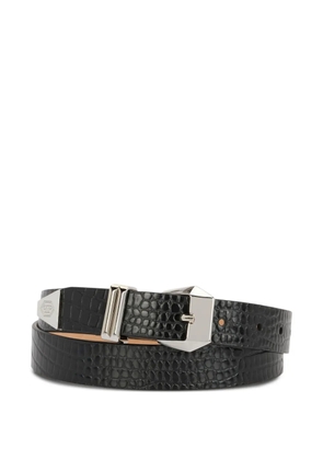 Philipp Plein logo-detail buckle leather belt - Black