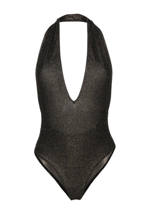 Palm Angels lurex V-neck swimsuit - Black