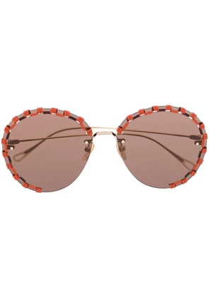 Chloé Eyewear stitching-detail round-frame sunglasses - Orange