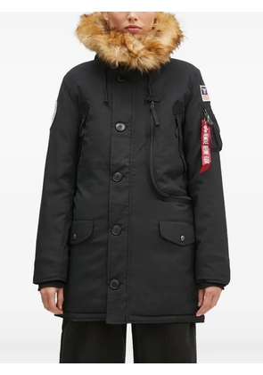 Alpha Industries fur-trim patch-detail coat - Black