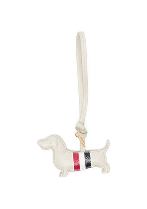 Thom Browne dog-shape stripe-detail keyring - Neutrals