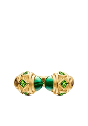 David Yurman 18kt yellow gold Renaissance malachite diopside ring