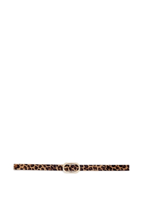 ANINE BING oval buckle leopard print belt - Neutrals