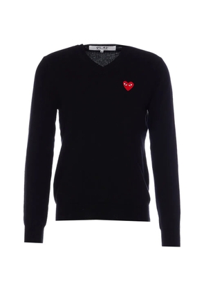 Comme Des Garçons Play heart patch V-neck sweater - Black
