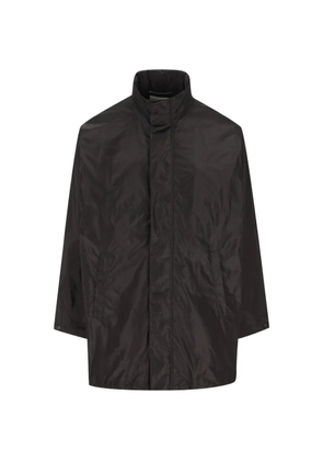 Saint Laurent funnel neck silk parka coat - Black