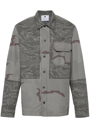 Marine Serre rispstop classic-collar shirt jacket - Grey