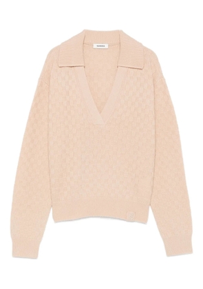 SANDRO textured V-neck sweater - Neutrals